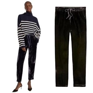 J Crew Black Velvet Drawstring Waist Jogger Pant Size 14